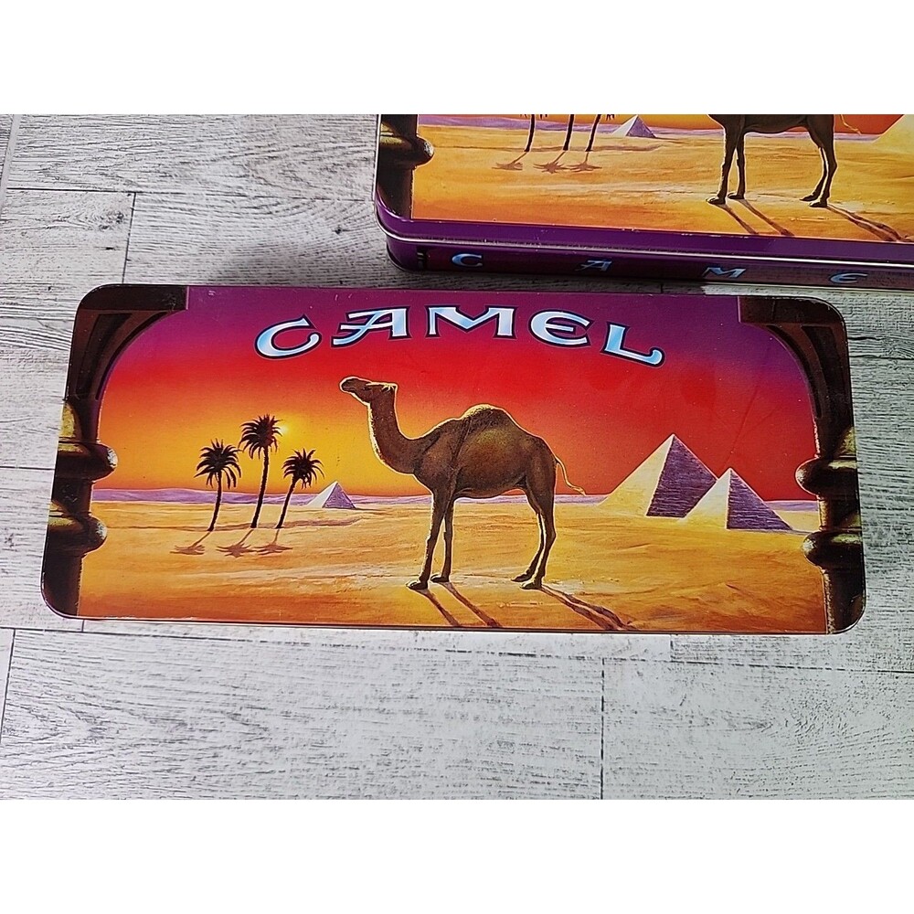 2 Joe Camel Vintage Cash Stash Collectible Tin 1993 Cigarette Cigar Container